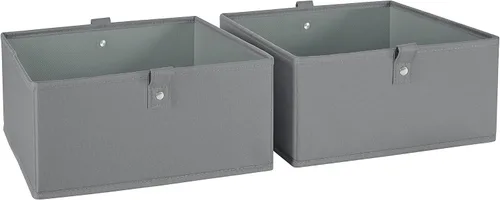 Vista 15 de RiverRidge Contenedores de almacenamiento plegables, paquete de 2 cubos negros de 5 pulgadas de alto Fabric Bins, Set of 2 Storage Cubes, Pull-tab