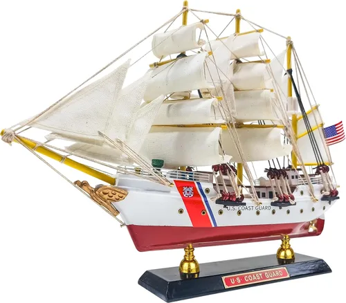 Vista 4 de SAILINGSTORY - Modelo de madera de barco de la Guardia Costera de los Estados Unidos Eagle Barque Pequeño Detalles auténticos artesanales