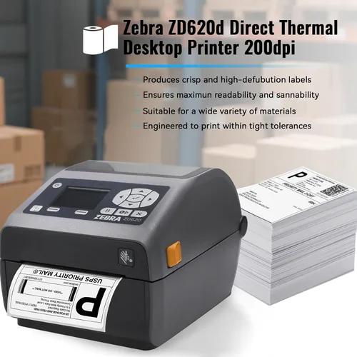 Vista 2 de Zebra ZD620d - Impresora térmica directa de escritorio con pantalla LCD de 203 ppp, ancho de impresión 4 pulgadas, WiFi, Bluetooth, USB, serial