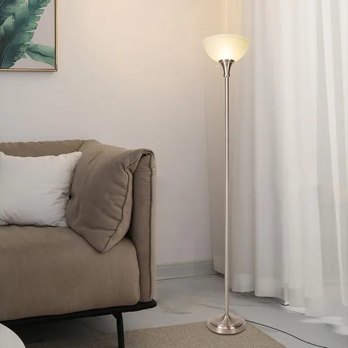 Vista 6 de HonoDing Lámpara de pie con pantalla de vidrio esmerilado en blanco mate - para decoración de habitación - Decoración para dormitorio - Lámpara