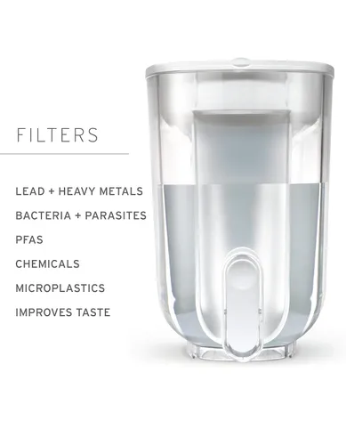 Vista 4 de LifeStraw Home - Dispensador de filtro de agua, 18 tazas, azul medianoche, sin BPA para protección contra contaminantes del agua del grifo