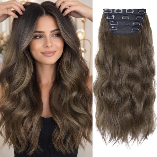 Vista 12 de Extensiones de cabello con clip, extensiones de cabello sintético ondulado de 14 pulgadas con clip (color: 22H10#)