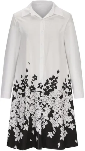 Vista 3 de Ceboyel Vestido midi de lunares para mujer, longitud hasta la rodilla, media manga, vestido casual holgado, vestido camisero, vestido elegante