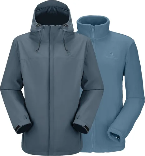 Vista 11 de CAMEL CROWN - Chaqueta de esquí para hombre 3 en 1, chaqueta de invierno impermeable para nieve, cortavientos, con capucha y forro polar cálido Azul