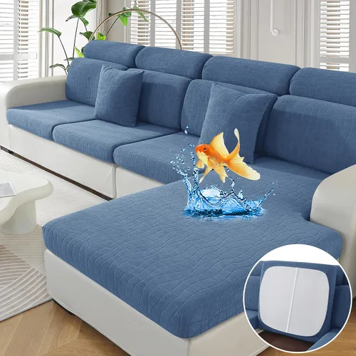 Vista 28 de MAXIJIN Fundas impermeables para cojín de sofá Fundas elásticas para asiento de sofá Fundas lavables, Fundas seccionales para cojines de exterior