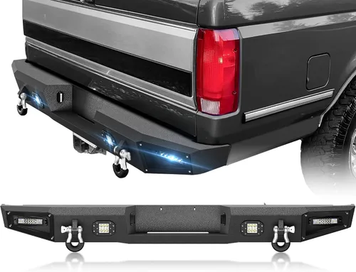 Vista 16 de YZONA Parachoques delantero y trasero compatible con Land Rover Discovery 2 1999-2004 Parachoques Rock Crawler con placa de cabrestante, receptor
