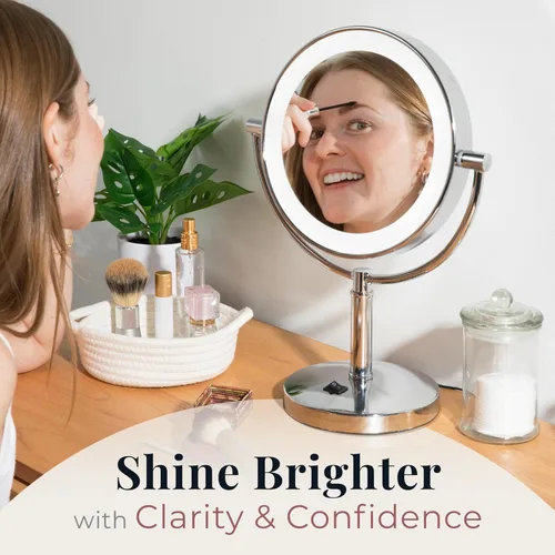 Vista 4 de Zadro Laguna Espejo de maquillaje de 11 pulgadas con luces y aumento LED iluminado espejo de maquillaje con aumento 10X/1