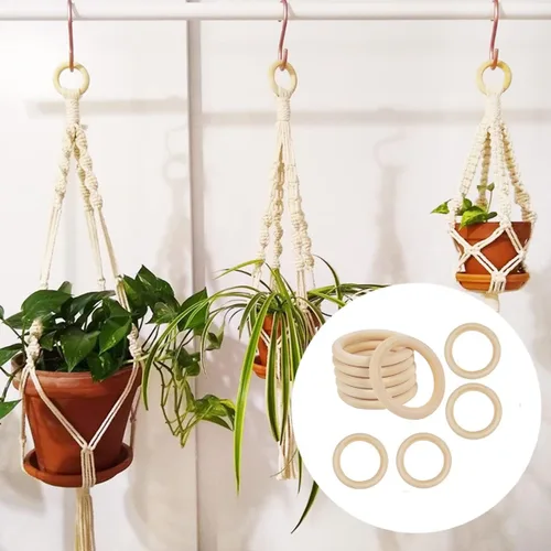 Vista 5 de 10 unidades de anillos de madera sin terminar de 75 mm para manualidades, 3 pulgadas de madera maciza natural para manualidades DIY sin pintura