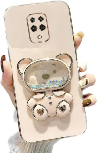 Vista 26 de Miagon Bear - Funda con soporte para espejo para Xiaomi Redmi A1, Quicksand Glitter Electroplated Soft TPU Protector Slim a prueba de golpes