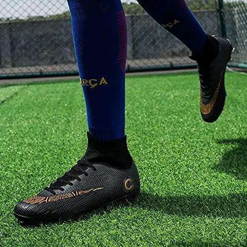Vista 6 de Zapatos de fútbol para hombre y mujer, tacos de fútbol de caña alta, unisex, tenis de fútbol para entrenamiento al aire libre, tacos de césped