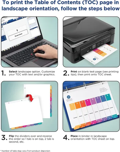 Vista 7 de Avery 11085 Ready Index Tabla de contenido personalizable Divisores multicolor, 26 pestañas, letra