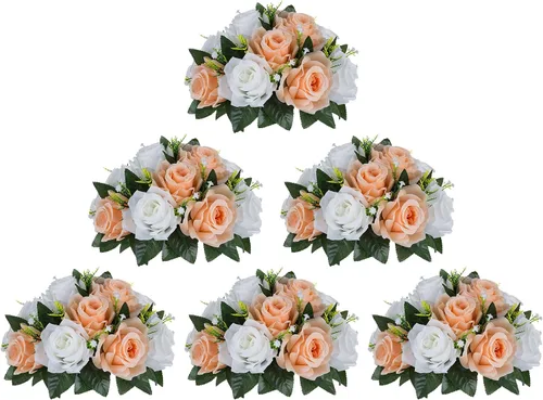 Vista 6 de BLOSMON Bolas de Flores para Bodas, Centros de Mesa de Rosas, 2 Piezas, Flores Artificiales Negras, Bolas Florales Colgantes, Decoración de Arreglos