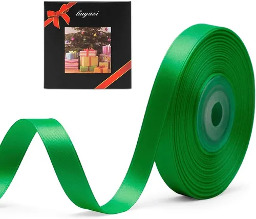 Vista 142 de Cinta de satén verde manzana de doble cara de color sólido de 1/2 pulgada x 25 yardas, cintas perfectas para manualidades, decoración de bodas