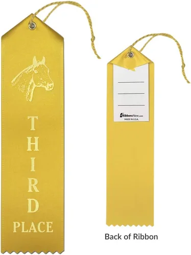 Vista 4 de RibbonsNow Cintas de espectáculo de caballos 1er - 6º lugar - 72 cintas en total - 12 cada lugar con tarjeta y cuerda