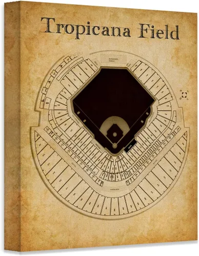 Vista 6 de Tropicana Field Seating Chart-St. Petersburg Baseball Stadium 11x14 Framed Print Poster-Vintage Blueprint Old Parchment-Like Look Retro Sports