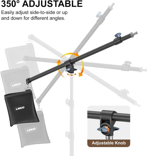 Vista 7 de LINCO Lincostore 4255K - Brazo de pluma de luz ajustable de 2.5 pies a 5 pies con abrazadera universal para trípode y bolsa de contrapeso