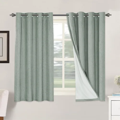 Vista 86 de H.VERSAILTEX Cortinas 100% opacas con aislamiento térmico, texturizadas, de lino, con bloqueo completo de calor y luz, para sala de estar y Negro