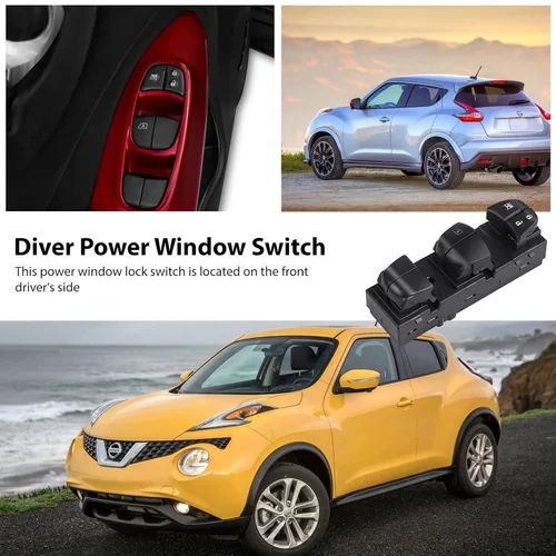 Vista 5 de Interruptor de bloqueo de puerta de ventana eléctrica del lado del conductor compatible con Nissan Altima Pathfinder Leaf Sentra Rogue 2013-2018
