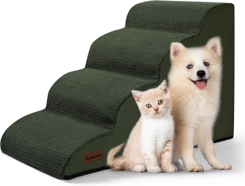 Vista 17 de Aodisman Escaleras para perros y gatos pequeños,Rampa para mascotas de 3 Beige