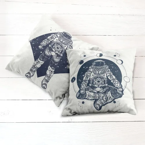 Vista 6 de Ambesonne Outer Space - Juego de 2 fundas de almohada decorativas para sofá, dormitorio, sala de estar, 16 pulgadas, astronauta abstractos