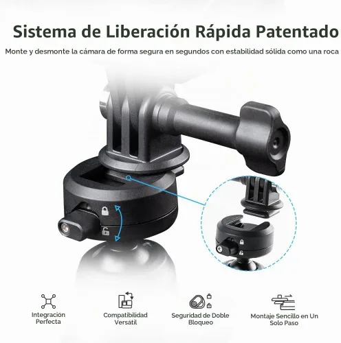 Vista 2 de PGYTECH CapLock - Soporte para manillar de motocicleta de liberación rápida, rotación de doble bola de 360°, adaptador de rosca de 1/4"-20, para DJI