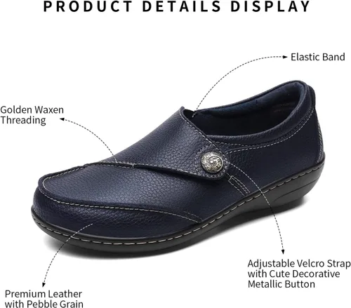Vista 2 de Geoeleph Mocasines casuales para mujer, cómodos y cómodos para caminar, mocasines de cuero para conducir