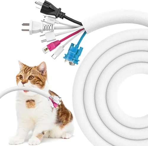 Vista 14 de UOMTFAI Protector de Cable para Perros y Gatos 3.05m - 1/2 pulgada, Funda Flexible para Cables para una Fácil Gestión de Cables, Protege los Cables