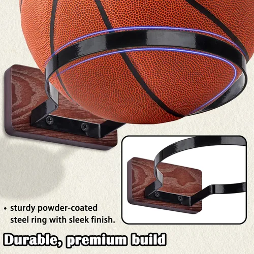 Vista 7 de Soporte de pared para baloncesto, múltiples bolas de almacenamiento, decoración de pared para baloncesto, fútbol, voleibol, colección de voleibol