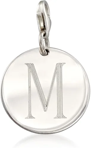 Vista 3 de Ross-Simons Pulsera italiana de plata de ley de 0236in con dije de disco personalizado Plata de ley no conocido