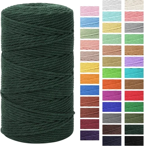 Vista 15 de Cordón de macramé 3mm x 300m Cuerda de macramé 100% algodón natural Cordón de algodón trenzado de 4 hebras para manualidades DIY, adornos