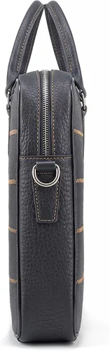 Vista 2 de Top Grain Leather Laptop Bag Handbag Multicolor Patchwork Laptop Messenger Crossbody Shoulder Bags for Men and Women