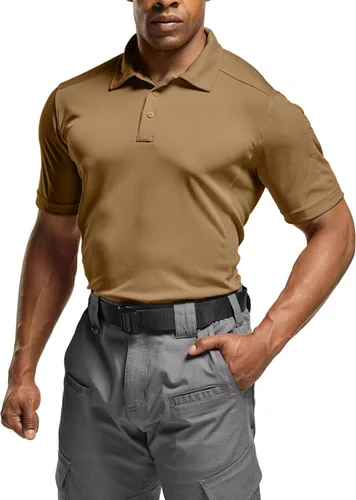 Vista 2 de CQR Camiseta polo táctica para hombre, de manga corta, ligera y con Dry Fit, tela piqué, FPU 50+, para exteriores