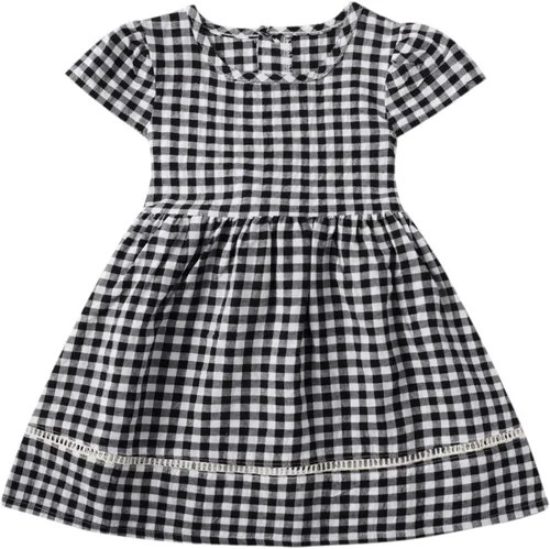Vista 4 de HILEELANG Vestidos de manga corta para niñas pequeñas