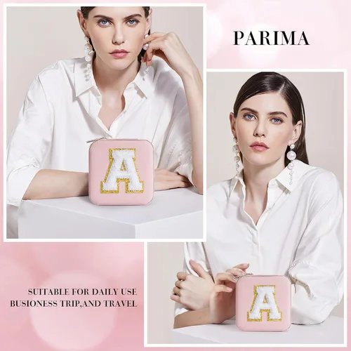Vista 2 de Organizador de joyas y joyero de viaje, 2 piezas de regalo rosa, estuche de viaje para mujeres, organizador de joyas de viaje para mujeres, regalos