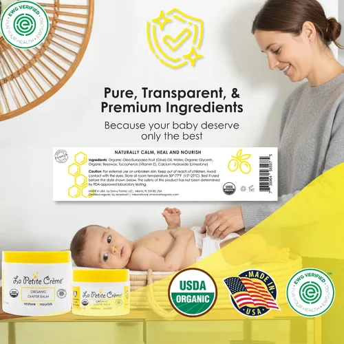 Vista 2 de La Petite Creme Bálsamo de pañales orgánico francés – Crema curativa y nutritiva para pañales – Bálsamo para bebés suave y seguro – Cera de abeja