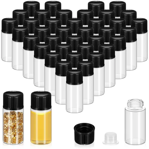 Vista 9 de Lallisa - 200 frascos de vidrio de 0.2 fl oz con tapas de rosca, botellas de vidrio pequeñas a prueba de fugas a granel, mini viales de muestra