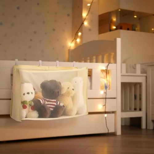Vista 7 de Beeveer Organizador de animales de peluche para mesita de noche, red organizadora de juguetes de peluche de gran capacidad que ahorra espacio