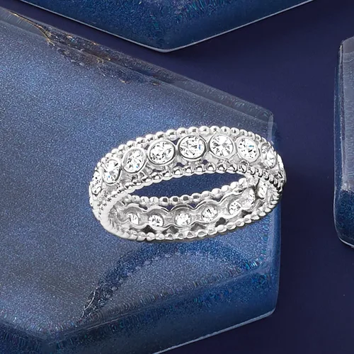 Vista 4 de Ross-Simons 1.00 ct. t.w. Bezel-Set Diamond Eternity Ring in 14kt White Gold