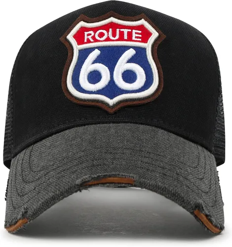 Vista 2 de ililily Gorra de béisbol bordada premium Route 66 de algodón, estilo vintage