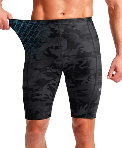 Vista 3 de Bikewa - Pantalones cortos de ciclismo para hombre, con acolchado 3D, para ciclismo de carretera o montaña, FPU 50+, bolsillos con cremallera