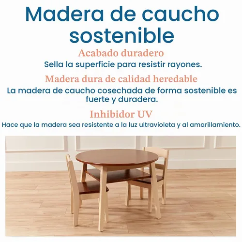 Vista 7 de ECR4Kids Hideaway - Juego de mesa y silla, muebles para niños, nogal oscuro/blanco antiguo, 3 piezas
