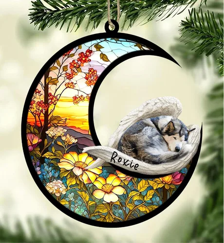 Vista 17 de Atrapasoles conmemorativo personalizado para perros, adorno navideño de Airedale Terrier, recuerdo por pérdida de mascota, regalos conmemorativos