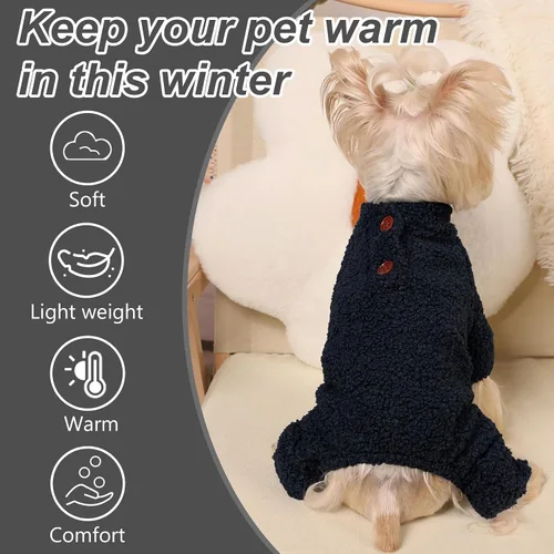 Vista 4 de Suéteres para perros pequeños para invierno, pijamas de perro de tamaño pequeño para niños y niñas, ropa de forro polar para mascotas, atuendo