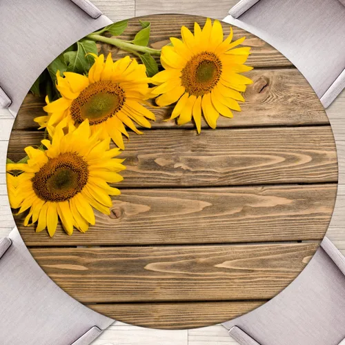 Vista 9 de Round Tablecloth Palm Flowers Fitted Tablecloth with Elastic Round Outdoor Tablecloths for Tables Waterproof Reusable Table Cover for Indoor and