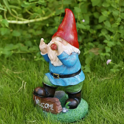 Vista 4 de Panven Decoración de Jardín de Gnomos, 13.5" de Alto Solar Grandes Regalos Divertidos Inapropiados Estatuas de Gnomo para Exteriores para Patio