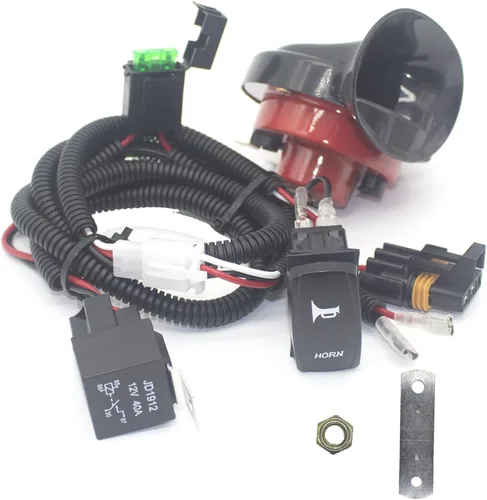 Vista 2 de Kit universal de bocina UTV para bocina RZR de 12 V con interruptor basculante de botón compatible con Polaris RZR XP 1000, Ranger, Honda Pioneer