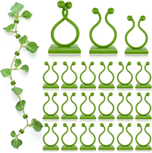 Vista 10 de 100 clips transparentes para plantas trepadoras de interior, clips de pared blancos y flexibles para plantas trepadoras para organizar enredaderas