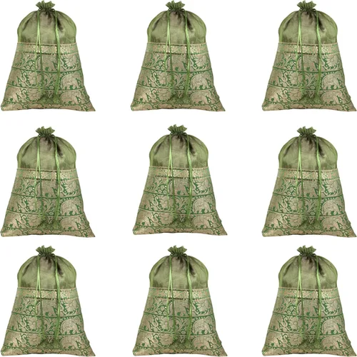 Vista 11 de Touchstone Drawstring Bags Indian Handcrafted Pouches Potli for Gifts Elefante_Multicolor (paquete de 20)