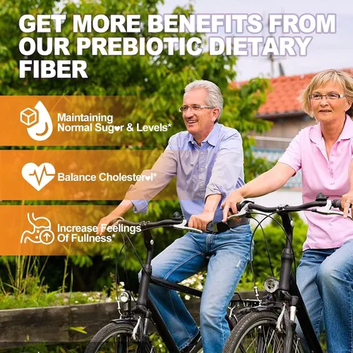 Vista 6 de 1 Paquete de Gomitas de Fibra para Adultos con Cáscara de Psyllium, 7G (Fibra Prebiótica Soluble + Insoluble) Diaria con Inulina, FOS, Goma de Guar