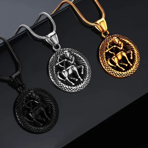 Vista 5 de Hipunk Collar de 12 constelaciones, signo de estrella del zodiaco, colgante de horóscopo, acero inoxidable 316L, regalo de cumpleaños para hombres
